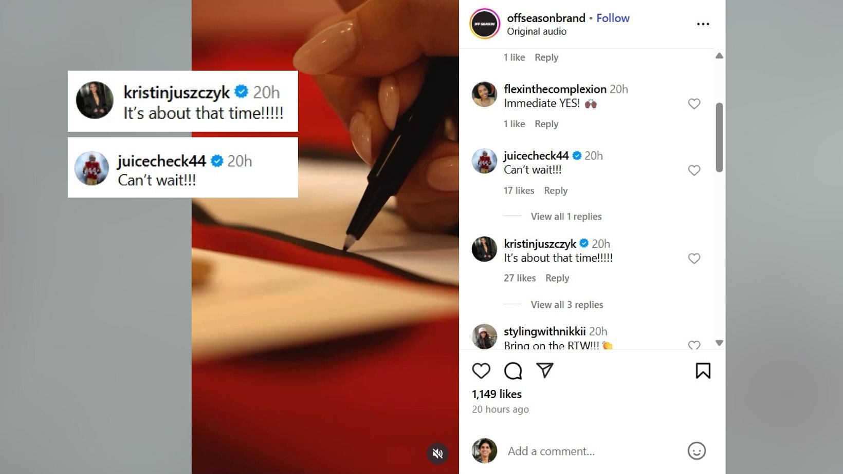 Kyle Juszczyk drops 2-word reaction as wife Kristin shares major update about her ‘Off Season’ brand (Image Credit: GETTY)